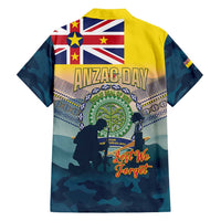 Niue ANZAC Day Family Matching Off Shoulder Maxi Dress and Hawaiian Shirt We Will Remember Them Camouflage Style