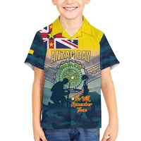 Niue ANZAC Day Kid Hawaiian Shirt We Will Remember Them Camouflage Style