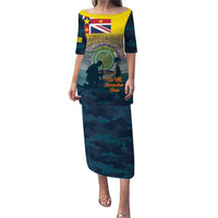 Niue ANZAC Day Puletasi We Will Remember Them Camouflage Style