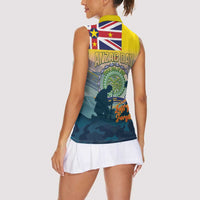 Niue ANZAC Day Women Sleeveless Polo Shirt We Will Remember Them Camouflage Style