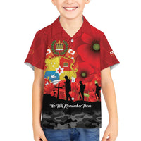 Tonga ANZAC Day Family Matching Off Shoulder Short Dress and Hawaiian Shirt Ngatu Pattern We Will Remember Them