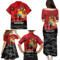 Tonga ANZAC Day Family Matching Puletasi and Hawaiian Shirt Ngatu Pattern We Will Remember Them