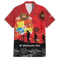 Tonga ANZAC Day Family Matching Short Sleeve Bodycon Dress and Hawaiian Shirt Ngatu Pattern We Will Remember Them