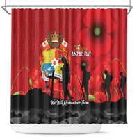Tonga ANZAC Day Shower Curtain Ngatu Pattern We Will Remember Them