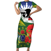 Cook Islands ANZAC Day Family Matching Short Sleeve Bodycon Dress and Hawaiian Shirt Last Post Lest We Forget LT14 Mom's Dress Green - Polynesian Pride