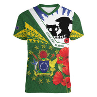 Cook Islands ANZAC Day Women V-Neck T-Shirt Last Post Lest We Forget