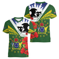 Cook Islands ANZAC Day Women V-Neck T-Shirt Last Post Lest We Forget