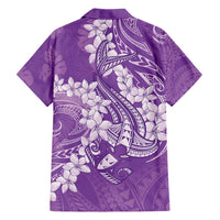 Purple Polynesia Hammerhead Shark Tattoo With Plumeria Lei Family Matching Off Shoulder Maxi Dress and Hawaiian Shirt LT14 - Polynesian Pride
