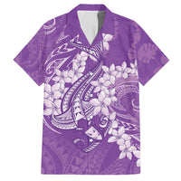 Purple Polynesia Hammerhead Shark Tattoo With Plumeria Lei Family Matching Short Sleeve Bodycon Dress and Hawaiian Shirt LT14 Dad's Shirt - Short Sleeve Purple - Polynesian Pride