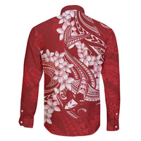 Red Polynesia Hammerhead Shark Tattoo With Plumeria Lei Family Matching Mermaid Dress and Hawaiian Shirt LT14 - Polynesian Pride