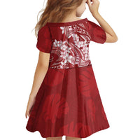 Red Polynesia Hammerhead Shark Tattoo With Plumeria Lei Family Matching Off Shoulder Maxi Dress and Hawaiian Shirt