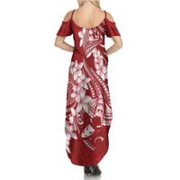 Red Polynesia Hammerhead Shark Tattoo With Plumeria Lei Family Matching Summer Maxi Dress and Hawaiian Shirt
