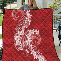 Red Polynesia Hammerhead Shark Tattoo With Plumeria Lei Quilt LT14 Red - Polynesian Pride