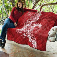 Red Polynesia Hammerhead Shark Tattoo With Plumeria Lei Quilt LT14 - Polynesian Pride