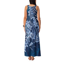 Navy Blue Polynesia Hammerhead Shark Tattoo With Plumeria Lei Family Matching Tank Maxi Dress and Hawaiian Shirt LT14 - Polynesian Pride