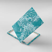 Teal Polynesia Hammerhead Shark Tattoo With Plumeria Lei Canvas Wall Art