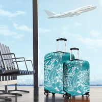 Teal Polynesia Hammerhead Shark Tattoo With Plumeria Lei Luggage Cover