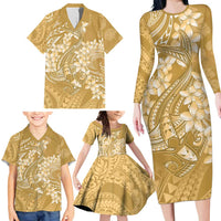 Yellow Polynesia Hammerhead Shark Tattoo With Plumeria Lei Family Matching Long Sleeve Bodycon Dress and Hawaiian Shirt LT14 - Polynesian Pride