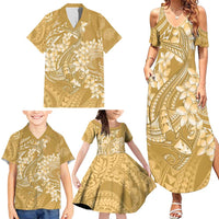 Yellow Polynesia Hammerhead Shark Tattoo With Plumeria Lei Family Matching Summer Maxi Dress and Hawaiian Shirt LT14 - Polynesian Pride