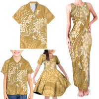 Yellow Polynesia Hammerhead Shark Tattoo With Plumeria Lei Family Matching Tank Maxi Dress and Hawaiian Shirt LT14 - Polynesian Pride