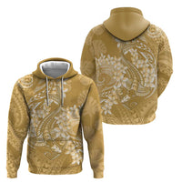 Yellow Polynesia Hammerhead Shark Tattoo With Plumeria Lei Hoodie