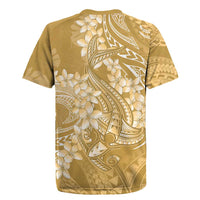 Yellow Polynesia Hammerhead Shark Tattoo With Plumeria Lei Rugby Jersey