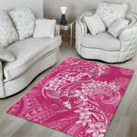 Pink Polynesia Hammerhead Shark Tattoo With Plumeria Lei Area Rug LT14 - Polynesian Pride