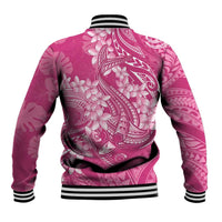Pink Polynesia Hammerhead Shark Tattoo With Plumeria Lei Baseball Jacket