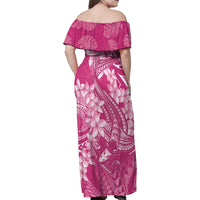 Pink Polynesia Hammerhead Shark Tattoo With Plumeria Lei Family Matching Off Shoulder Maxi Dress and Hawaiian Shirt LT14 - Polynesian Pride