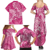 Pink Polynesia Hammerhead Shark Tattoo With Plumeria Lei Family Matching Summer Maxi Dress and Hawaiian Shirt LT14 - Polynesian Pride