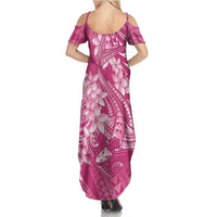 Pink Polynesia Hammerhead Shark Tattoo With Plumeria Lei Family Matching Summer Maxi Dress and Hawaiian Shirt LT14 - Polynesian Pride