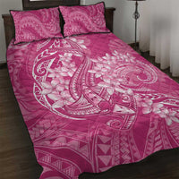 Pink Polynesia Hammerhead Shark Tattoo With Plumeria Lei Quilt Bed Set LT14 Pink - Polynesian Pride