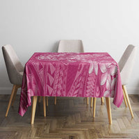 Pink Polynesia Hammerhead Shark Tattoo With Plumeria Lei Tablecloth LT14 - Polynesian Pride