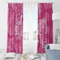 Pink Polynesia Hammerhead Shark Tattoo With Plumeria Lei Window Curtain LT14 - Polynesian Pride