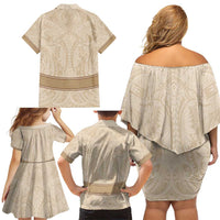 Mauri Ribaberiki Kiribati Family Matching Off Shoulder Short Dress and Hawaiian Shirt Cowrie Shells Lei Palm Leaf Weaving LT14 - Polynesian Pride