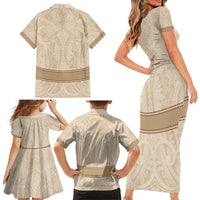 Mauri Ribaberiki Kiribati Family Matching Short Sleeve Bodycon Dress and Hawaiian Shirt Cowrie Shells Lei Palm Leaf Weaving LT14 - Polynesian Pride
