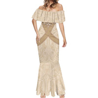 Mauri Ribaberiki Kiribati Mermaid Dress Cowrie Shells Lei Palm Leaf Weaving