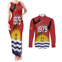 Mauri Kiribati Independence Day Couples Matching Tank Maxi Dress and Long Sleeve Button Shirt 1979 Proud National Frigatebird LT14 Red - Polynesian Pride