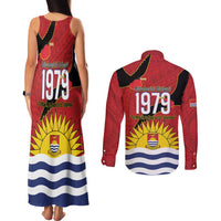 Mauri Kiribati Independence Day Couples Matching Tank Maxi Dress and Long Sleeve Button Shirt 1979 Proud National Frigatebird LT14 - Polynesian Pride