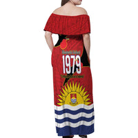 Mauri Kiribati Independence Day Family Matching Off Shoulder Maxi Dress and Hawaiian Shirt 1979 Proud National Frigatebird LT14 - Polynesian Pride