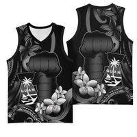 Black Hafa Adai Guam Basketball Jersey Chamorro Latte Stone Hand With Plumeria LT14 - Polynesian Pride