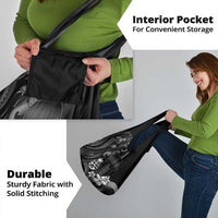 Black Hafa Adai Guam Grocery Bag Chamorro Latte Stone Hand With Plumeria