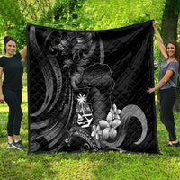 Black Hafa Adai Guam Quilt Chamorro Latte Stone Hand With Plumeria