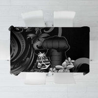 Black Hafa Adai Guam Tablecloth Chamorro Latte Stone Hand With Plumeria