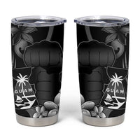 Black Hafa Adai Guam Tumbler Cup Chamorro Latte Stone Hand With Plumeria