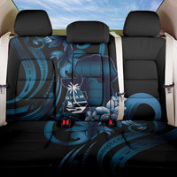 Blue Hafa Adai Guam Back Car Seat Cover Chamorro Latte Stone Hand With Plumeria