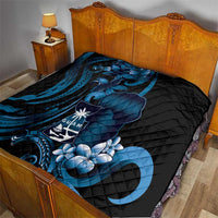 Blue Hafa Adai Guam Quilt Chamorro Latte Stone Hand With Plumeria