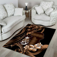 Brown Hafa Adai Guam Area Rug Chamorro Latte Stone Hand With Plumeria