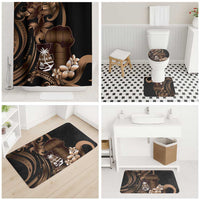 Brown Hafa Adai Guam Bathroom Set Chamorro Latte Stone Hand With Plumeria - Polynesian Pride