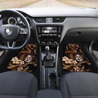 Brown Hafa Adai Guam Car Mats Chamorro Latte Stone Hand With Plumeria